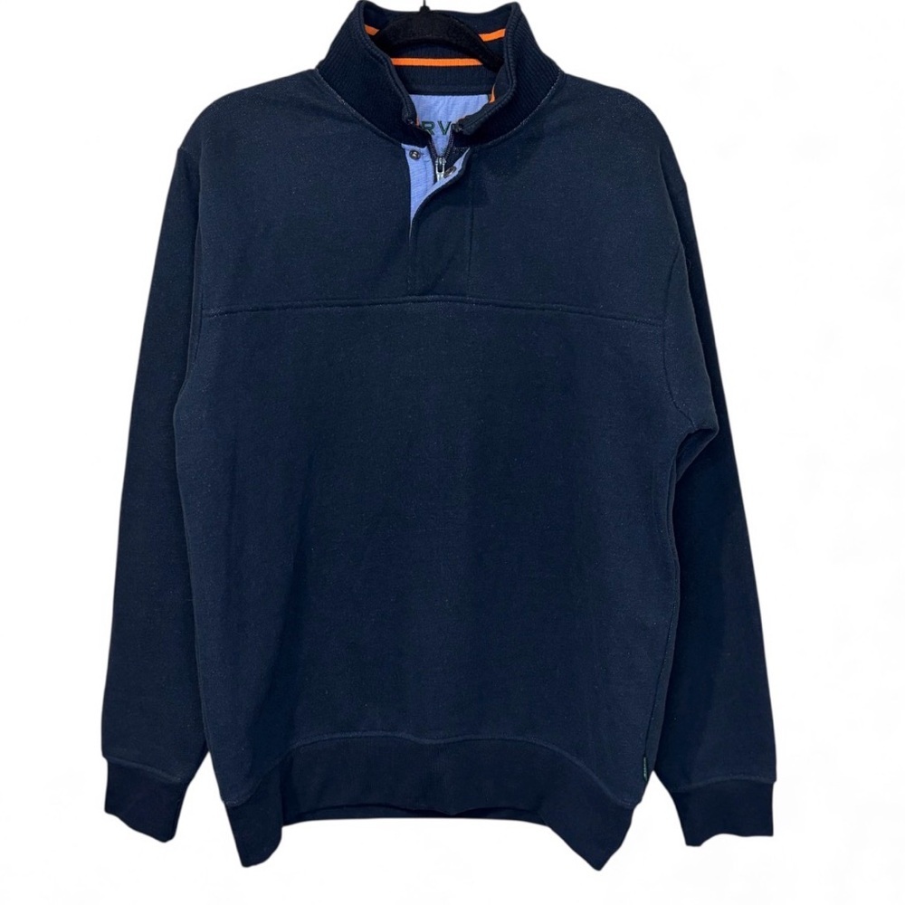 Orvis Men’s Signature Quarter Zip Pullover Sweatshirt In Navy Size Medium